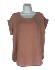 Speed Limit MPH Women's Short Cuffed Sleeves Swoop Neck Blouse Top Size Large