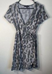 Abbeline Animal Print Short Sleeve Wrap Dress Size S