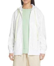 Tibi Womens Zip Up Coated Hooded Jacket Long Sleeve White S Small