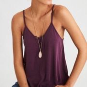 AMERICAN EAGLE Soft & Sexy Sueded Purple Sleeveless Lace Up V-Neck Tank Blouse S