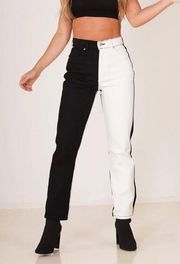 Revice Denim Black & White High Waisted Straight Jeans