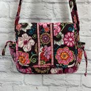 Vera Bradley Brown and Pink Floral crossbody mail bag