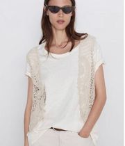 ecru neutral crochet vest size M