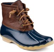 SPERRY Women's Saltwater Duck Booties TAN/DARK BROWN‎ Leather Size 5M Waterproof