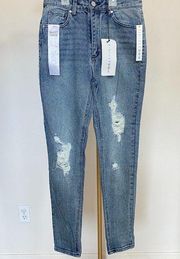 Tinseltown Distressed  High Rise Mom Jeans