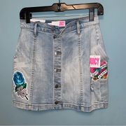 Juicy by Juicy Couture Tattoo Patch Denim Skirt in Cabana Wash Size 25