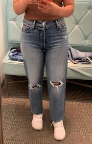 High waisted straight jeans