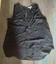 Black Zipper Fitted Tank 