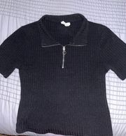 tilly’s black zip up blouse