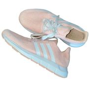 Adidas Swift Three Stripes Running Shoes Barbie Pink with White Sole sz 6.5