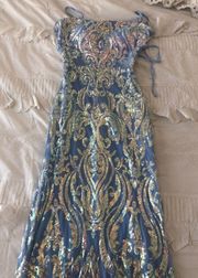 Blue Sequence Prom Dress