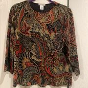 Laura Ashley paisley print shirt with elbow length sleeves