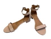 14th & Union Justine Nude Faux Patent Ankle Strap Sandals, Sz 10