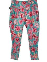 Simply Southern Leggings Joggers Bright Floral Women's Large Cropped