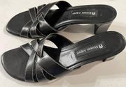 Etienne Aigner Black Open Toe Slip On Sandals Size 9.5M