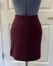 Burgundy Stretch Pencil Skirt