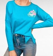 CROWN & Ivy | Aquatic Turquoise Pink Flamingo Print “Flaunt It” Oversized Shirt