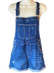 NO BOUNDARIES NOBO Denim Blue Jean Shorts Overalls ~ Women's MEDIUM (7-9)