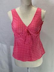 Isaac Mizrahi 100% Silk Pink and White Polka Dot Sleeveless Blouse Size Small