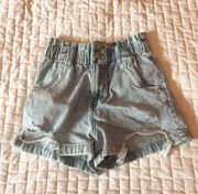 Paperbag Waist Distressed Jean Shorts Size 1/25W