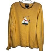 Vintage Sag Harbor Sport Sweater With Sailboat