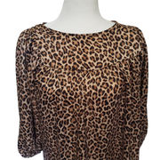 Everly Peasant Womens Top Size Small Leopard Print 3/4 Sleeve Top Blouse Animal