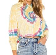 DAYDREAMER Tie Dye Cotton Blend Raw Hem Cropped Hoodie Sz S