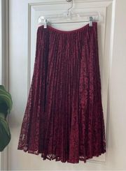 Talbots Lace Pleated Skirt Maroon Red 6