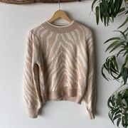 Cloud Chaser Tan Zebra Knit Pullover Sweater
