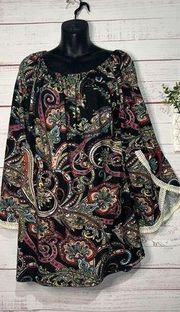 Women’s Multi Print Bell Sleeve Tunic Large / XL