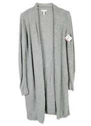 NWT Leith Cozy Longline Cardigan Sweater Open Front Heather Gray Size XS NEW