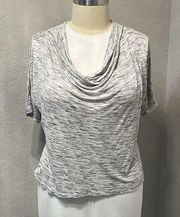 Chaus Sport | Grey and White Short Sleeve Cowl Neck Top