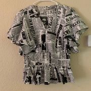 Black And White Newsprint Crop Top Size S