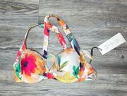 Calvin Klein Women's Colorful Floral Underwire Convertible Bikini Swim Top sz XS