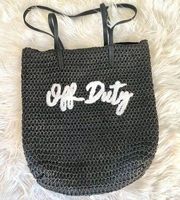 Black Straw Woven Off Duty Tote Bag