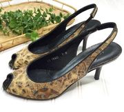 Donald J. Pliner Couture TRACI leopard animal print slingback peep toe heel 7M