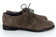 Anthropologie Liendo Yuma Derby Lace Up Shoes Brown Suede w Silver Studs Size 8