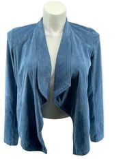 BB Dakota Women’s Blue Faux Suede Open Drape Front Jacket Medium