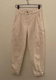 Coach Cream Corduroy Utility Tapered Cargo Trousers Size 0