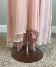 Women's Formal Dress Size 12P Pink Chiffon High-Low Halter Evening Gown