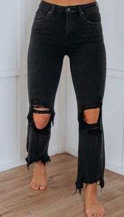 Risen straight leg crop jeans