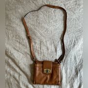 Merona light brown leather cross-body bag