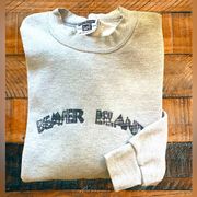 Beaver Island, Michigan Retro  Patchwork Grey Crewneck Sweatshirt