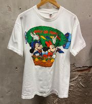 Vintage  Mickey & Minnie Mouse White Mickey Air Mobile Hot Air Balloon Tee