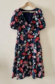 Eliza J Floral Print midi Dress With Knot Front