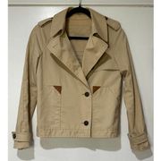 Lacoste Women's Khaki Vintage Cotton Trench Coat Jacket Size 34 US 2 EUC