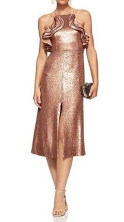 C/MEO Collective Illuminated Sequin Midi Dress Copper S