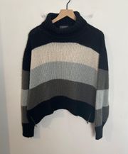 - Mohair Stripe Wool Pullover Sweater Oversized Relaxed Fit