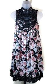 Clover + Scout Floral Lace High Neck Dress XS