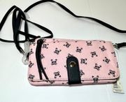Cat Meow Pink Crossbody Wallet Purse New